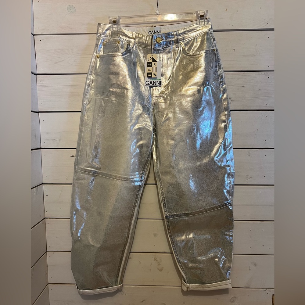 Ganni Silver Foil Starry Jeans size 30